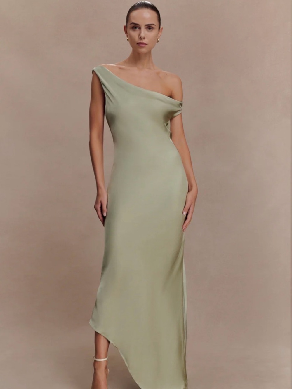 Meshki One-Shoulder Maxi Dress in Sage
